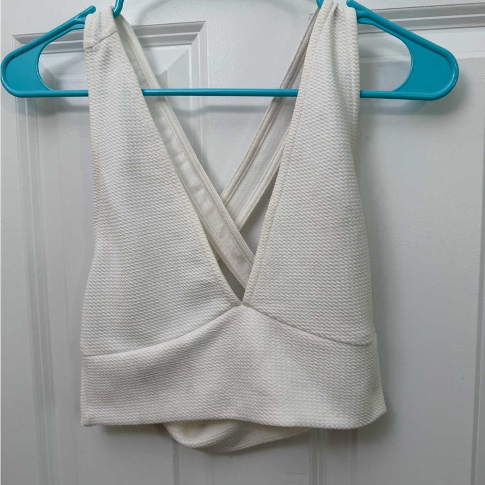 NWOT White Textured Crop Top